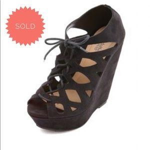 SOLD NEW Charlotte Russe Black Lace Wedges